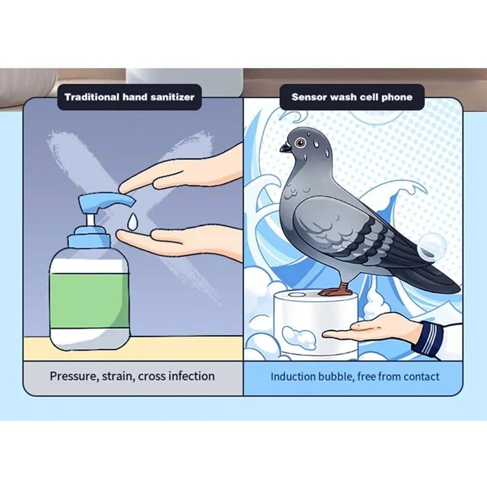 Automatic Foaming Hand Soap Dispenser Creative Blue Bird Touchless Induction Soap Dispenser ABS Refillable for Kitchen Bathroom