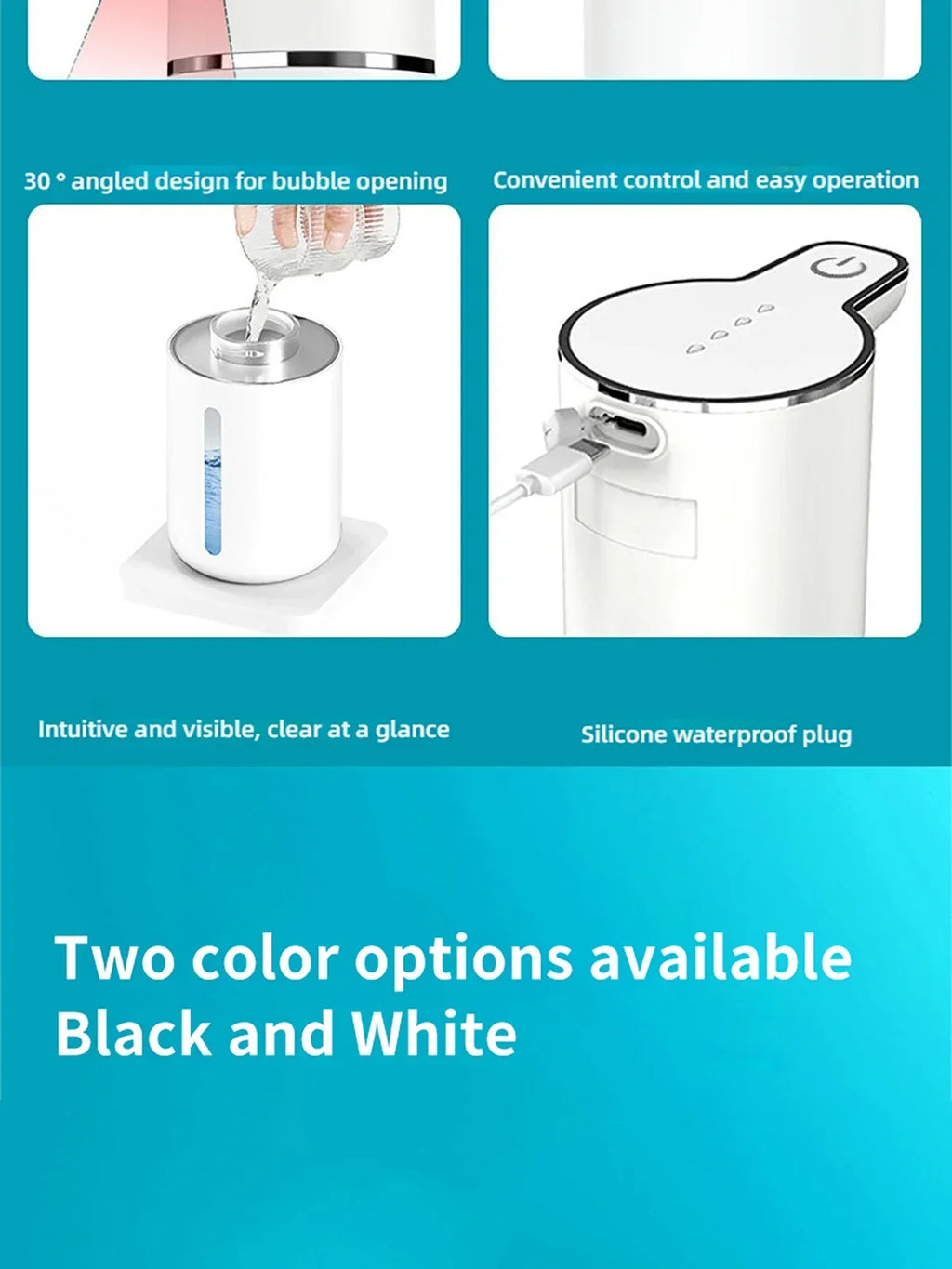 Automatic soap dispenser noncontact foam soap dispenser 380ml USB rechargeable adjustable foam suitable for kitchen and bathroom
