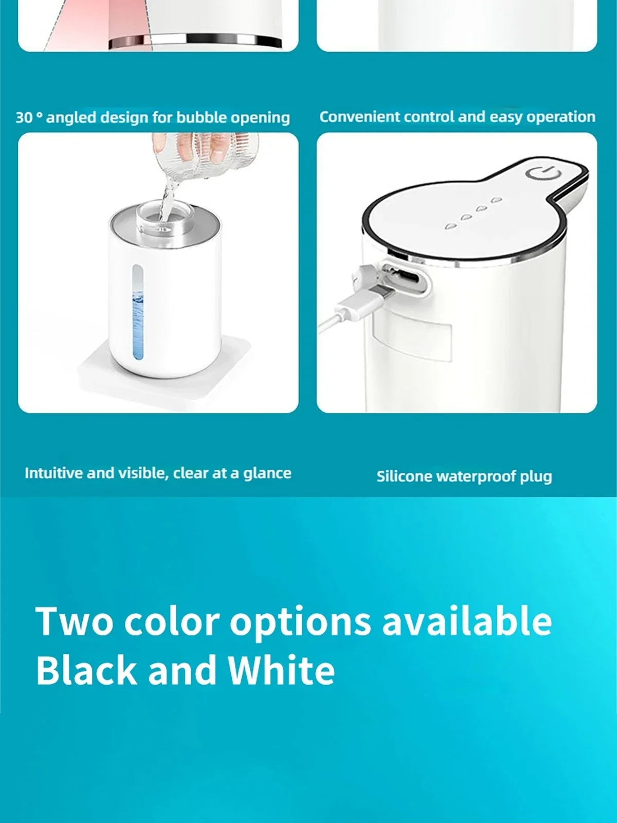 Automatic soap dispenser noncontact foam soap dispenser 380ml USB rechargeable adjustable foam suitable for kitchen and bathroom