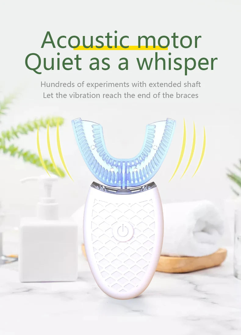 Intelligent U-Type Toothbrush 360 Degrees Sonic Electric Automatic with USB Charge Waterproof Silicon Head for Oral Care