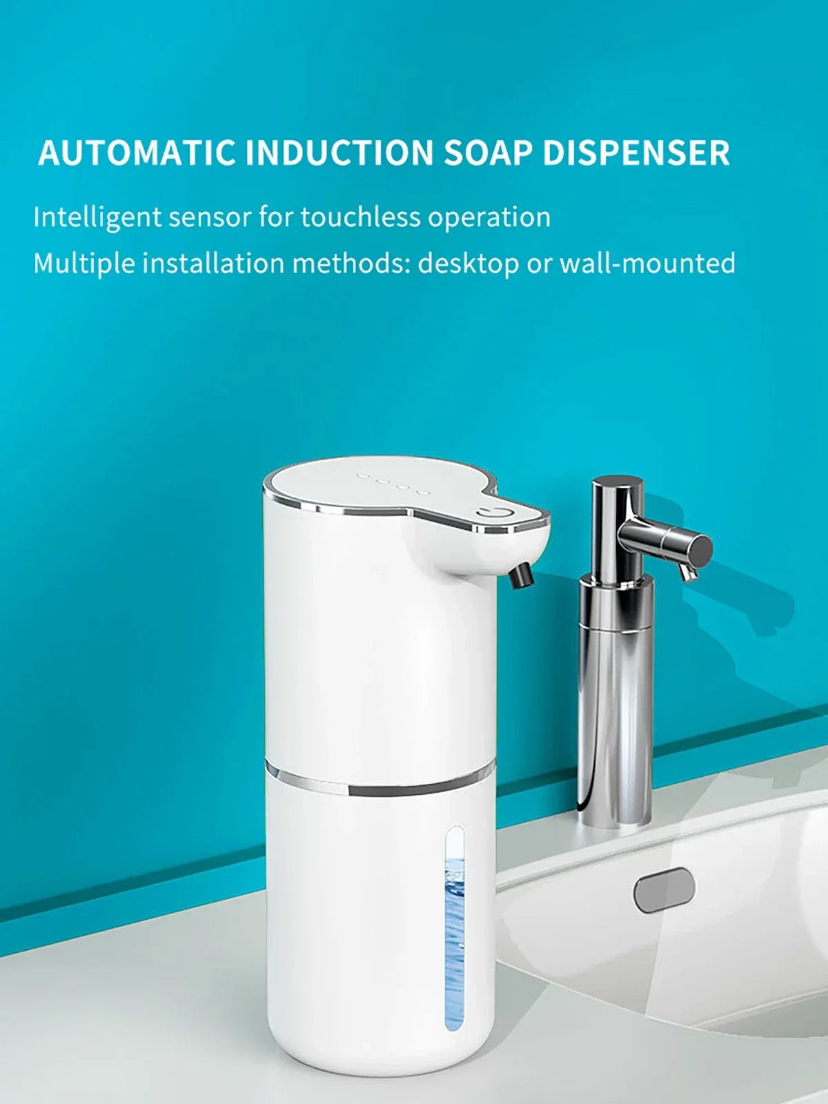 Automatic soap dispenser noncontact foam soap dispenser 380ml USB rechargeable adjustable foam suitable for kitchen and bathroom